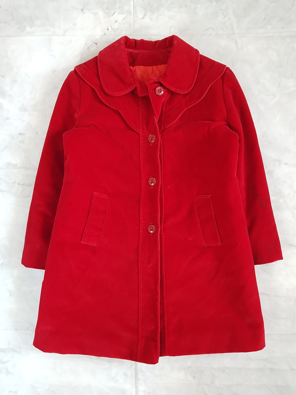 Vintage 70's Little Nugget Red Girls' Velvet Coat